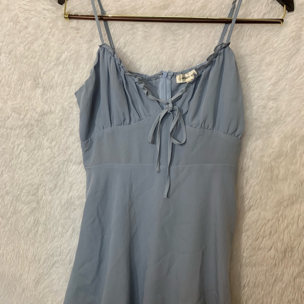 French Kiss Mini Dress Lace Up Babydoll Burnt Orange Floral Boho Size Small - Picture 5 of 8